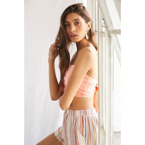 Linen-Blend Cropped Cami - Picture 2 of 4